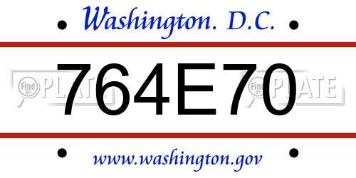 764E70 District Of Columbia License Plate