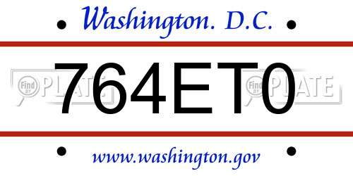 764ET0 District Of Columbia License Plate