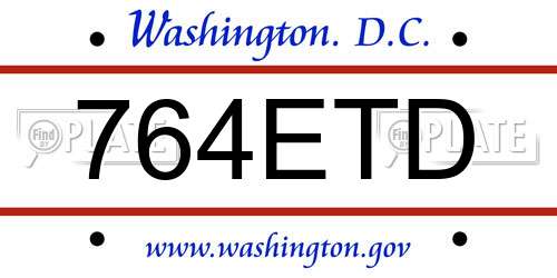 764ETD District Of Columbia License Plate