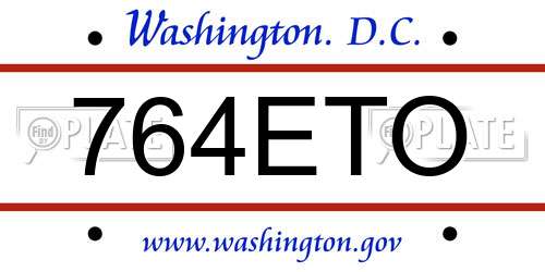 764ETO District Of Columbia License Plate