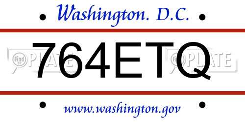 764ETQ District Of Columbia License Plate