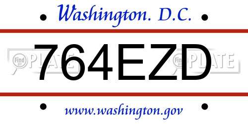 764EZD District Of Columbia License Plate
