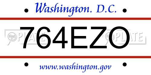 764EZO District Of Columbia License Plate
