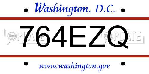 764EZQ District Of Columbia License Plate