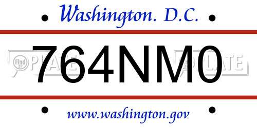 764NM0 District Of Columbia License Plate