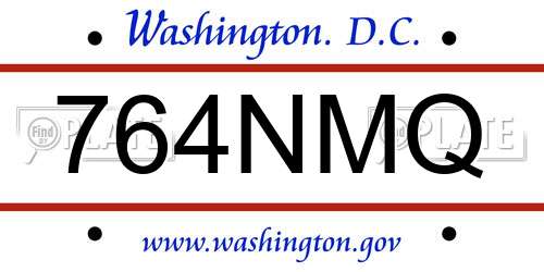 764NMQ District Of Columbia License Plate