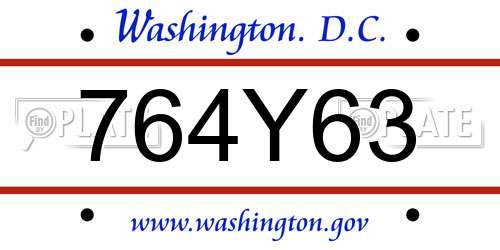 764Y63 District Of Columbia License Plate