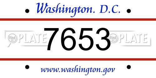7653 District Of Columbia License Plate