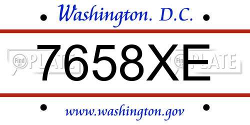 7658XE District Of Columbia License Plate