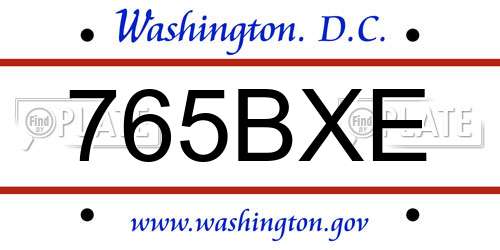 765BXE District Of Columbia License Plate