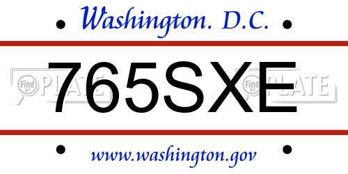 765SXE District Of Columbia License Plate
