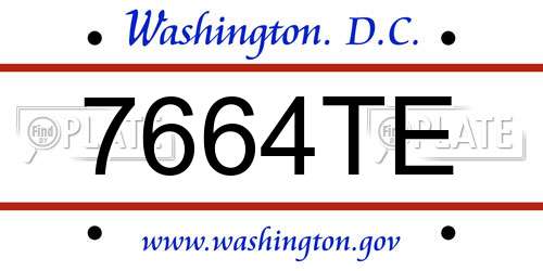 7664TE District Of Columbia License Plate