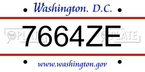 7664ZE District Of Columbia License Plate