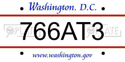 766AT3 District Of Columbia License Plate