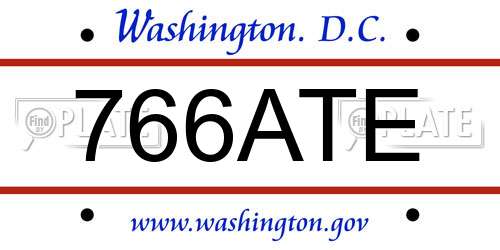 766ATE District Of Columbia License Plate