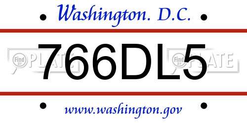 766DL5 District Of Columbia License Plate