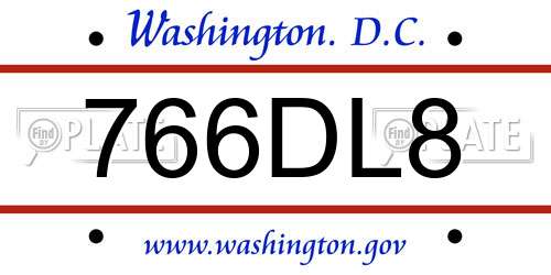 766DL8 District Of Columbia License Plate