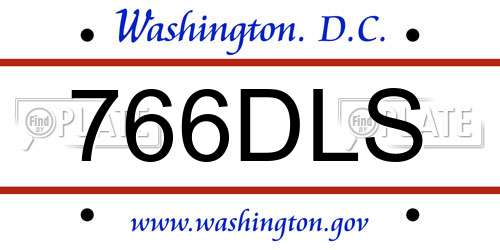 766DLS District Of Columbia License Plate