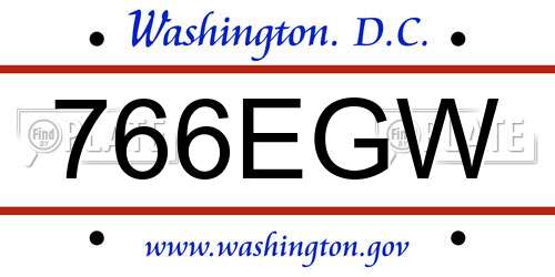 766EGW District Of Columbia License Plate