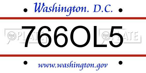 766OL5 District Of Columbia License Plate