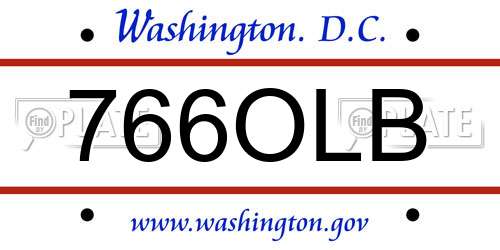 766OLB District Of Columbia License Plate