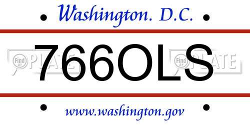 766OLS District Of Columbia License Plate