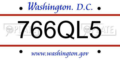 766QL5 District Of Columbia License Plate