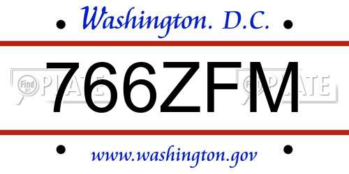 766ZFM District Of Columbia License Plate