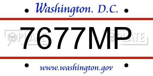 7677MP District Of Columbia License Plate