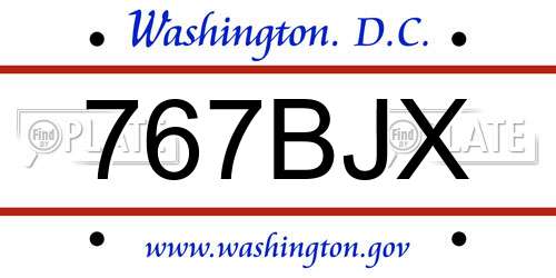 767BJX District Of Columbia License Plate