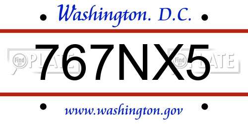 767NX5 District Of Columbia License Plate