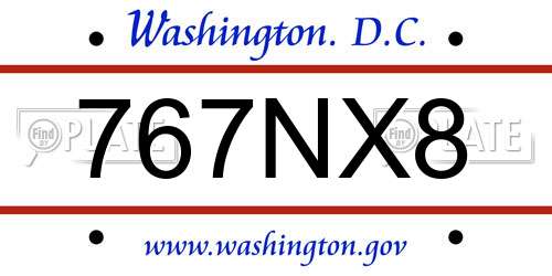 767NX8 District Of Columbia License Plate