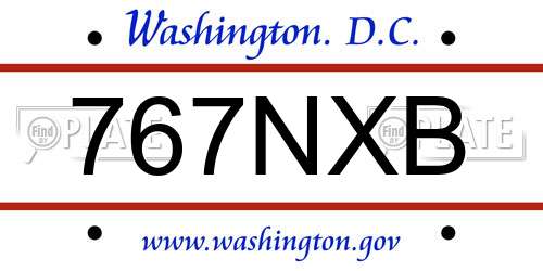 767NXB District Of Columbia License Plate
