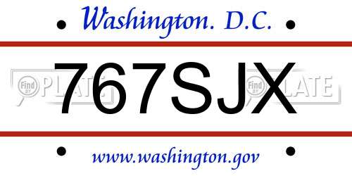 767SJX District Of Columbia License Plate