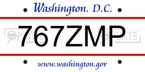 767ZMP District Of Columbia License Plate