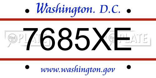 7685XE District Of Columbia License Plate