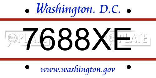 7688XE District Of Columbia License Plate
