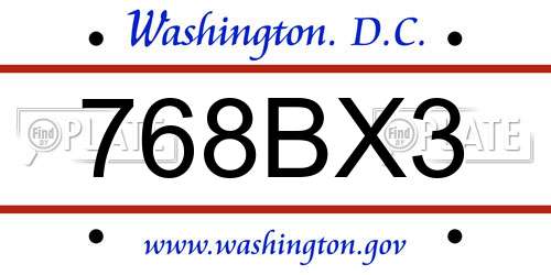 768BX3 District Of Columbia License Plate