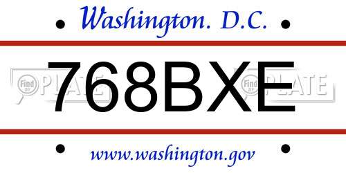 768BXE District Of Columbia License Plate