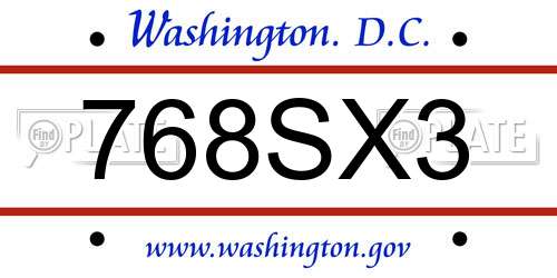 768SX3 District Of Columbia License Plate
