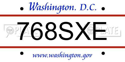 768SXE District Of Columbia License Plate
