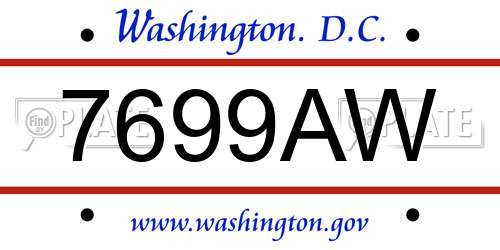 7699AW District Of Columbia License Plate