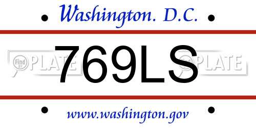 769LS District Of Columbia License Plate