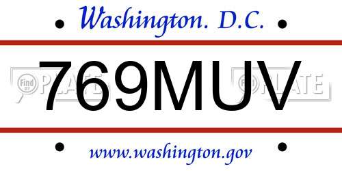 769MUV District Of Columbia License Plate