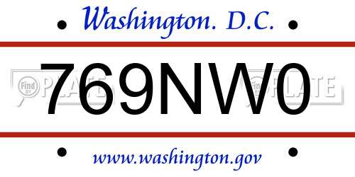 769NW0 District Of Columbia License Plate