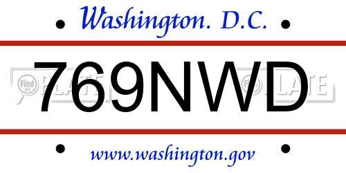 769NWD District Of Columbia License Plate
