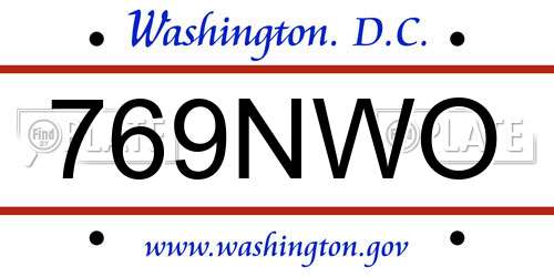 769NWO District Of Columbia License Plate
