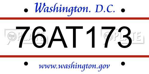 76AT173 District Of Columbia License Plate