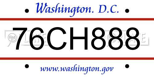 76CH888 District Of Columbia License Plate