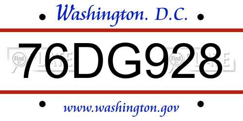 76DG928 District Of Columbia License Plate